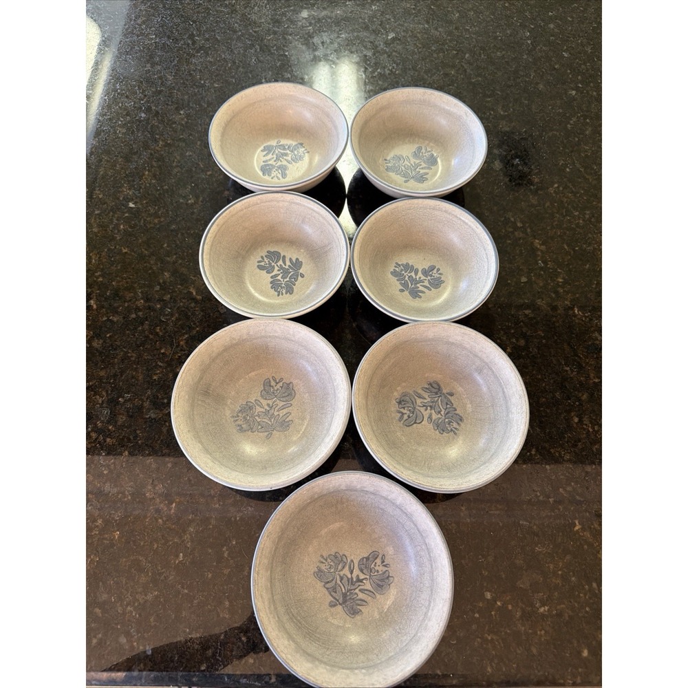 Pfaltzgraff Yorktowne Soup Cereal Bowls 6"  Set Of 6 Blue Floral Pottery Dishes